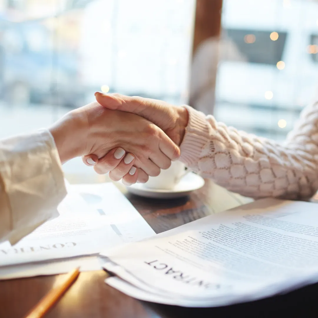 Tenant and landlord making an agreement after discussing all the rules