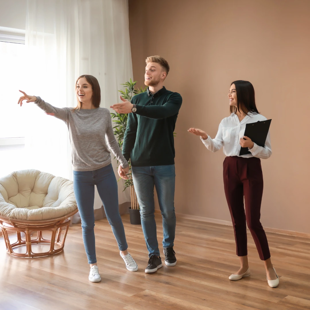 Couple being shown a property.