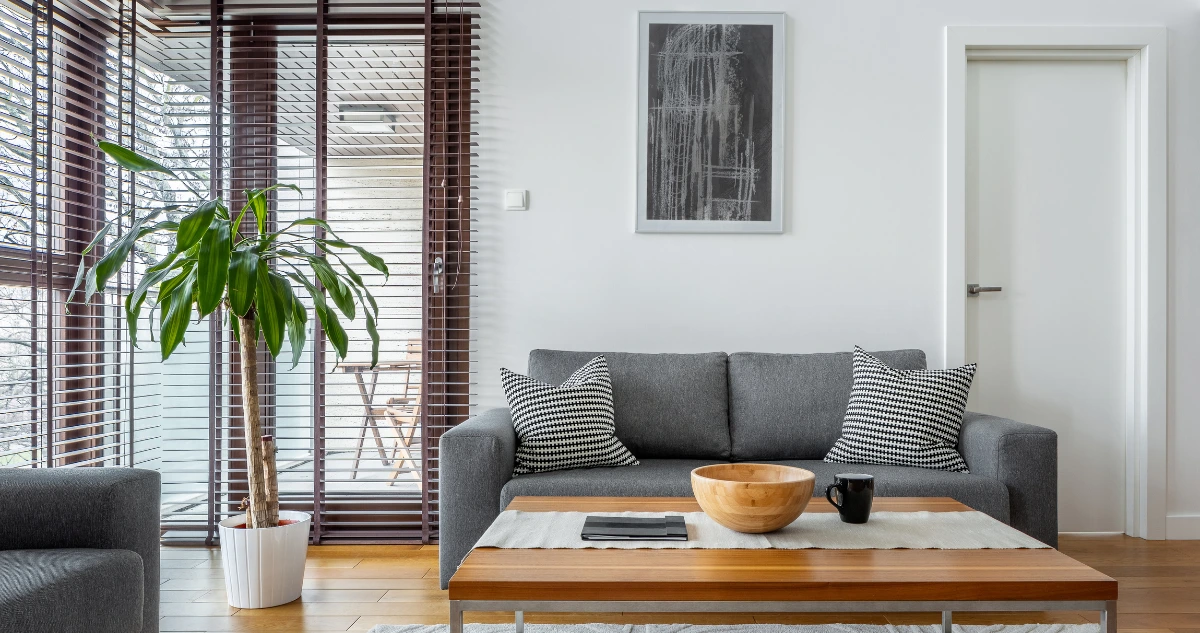 Living room with patio doors.